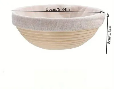 Immagine prodotto di Stampo per la lievitazione del pane, rotondo, 25 cm, realizzato a mano, con cestino per la conservazione