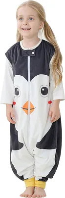 Produktbild von Ärmelloser Babyschlafanzug - Baumwollschlafsack mit Reißverschluss an den Füßen - Winter Onesie Pyjama, 1-6 Jahre L Pinguin