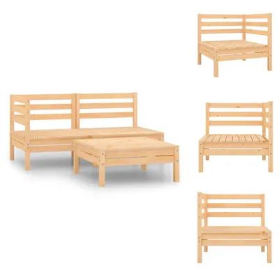 Produktbild von vidaXL 3-tlg. Garten-Lounge-Set Massivholz Kiefer -  Gartenmöbel-Sets