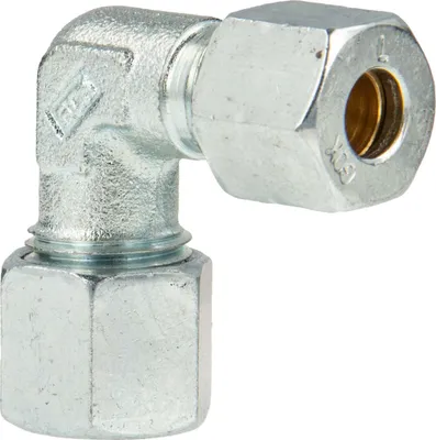 Produktbild von Schneidringverschraubung Typ WR - 90° Winkel Verschraubung Ø 10 x 8 mm, reduziert, Stahl verzinkt, Schneidring Messing