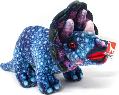 A plush toy dinosaur on a white background.