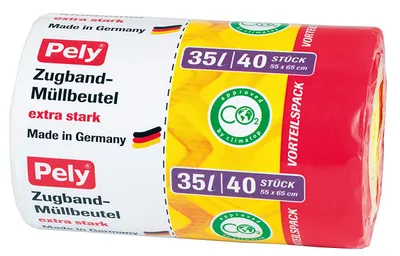 Produktbild von Pely Multi Zugbandbeutel Müllbeutel Vorteilspackung 35l 40 Stück