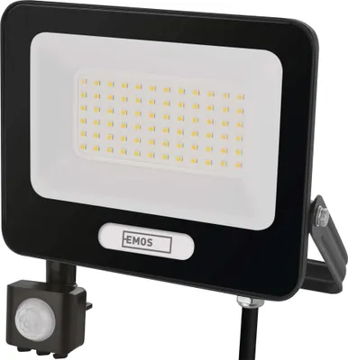 LED reflektor GLARO s pohybovým čidlem, 50 W, černý, IP54, 5000 lm, neutrální bílá