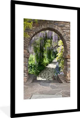 Produktbild von MuchoWow® Gerahmtes Poster Wald - Aussicht - Steine - Weg 60x90 cm - Poster mit Schwarzem Bilderrahmen Wandposter Rahmen Foto Bilder - Dekoration - Wandposter Wohnzimmer - Hochwertig