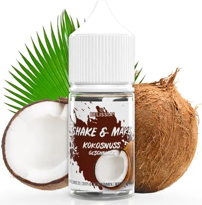 Produktbild von Belissia Shake and Make Kokosnuss Refill - 30 ml hochdosiertes Lebensmittelaroma - zum Nachfüllen - Für Backen, Speisen, Getränke, Shakes, DIY uvm