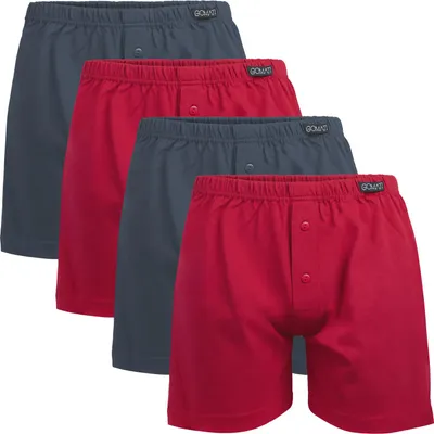 Produktbild von Gomati Herren Jersey Boxershorts (4 Stück) Stretch Unterhose aus Baumwolle - Anthra-Rot S/4