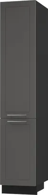 Produktbild von Apothekerschrank KVANTUM mit Auszug 40cm Korpus- & Frontfarbe wählbar (Q-2D14K/40/kargo),graphit matt,schwarz
