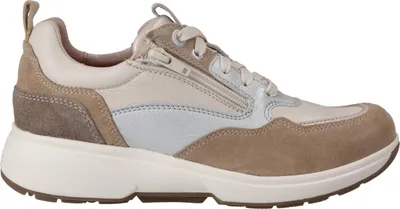 Produktbild von Xsensible Grenoble Damen Sneaker mit Dämpfung, Bequem, Leder, Taupe Combi - Damenschuhe Bequeme Schnürschuhe, Beige, leder (stretchleder)