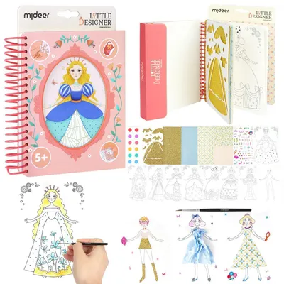 Immagine prodotto di Gioco di vestizione per principesse, gioco di trucco, set per attività creative, carta, trucchi, design di moda, giocattolo fai-da-te, 38 pezzi