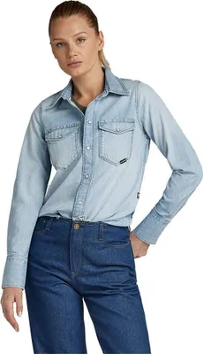 Productafbeelding van G-STAR RAW Dames Slim Western overhemd, blauw (Sun Faded Blue Mist D24343-D539-G342)