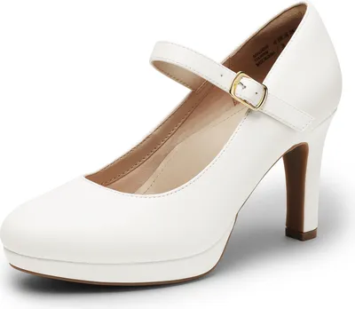 Produktbild von DREAM PAIRS Dame Mary Janes Pumps High Heel Kleid Schuhe Bequeme niedrige Plattform Pumps für Damen,Size 41,Weiss,SDPU2425W