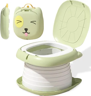 Produktbild von Faltbare Toiletbrille für Kinder - Tragbares Reisepotty für Roadtrip und Camping mit Einweg-Reinigungstasche