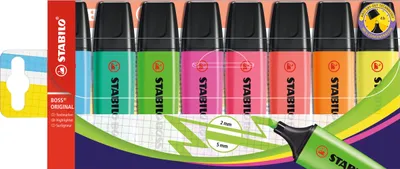 Produktbild von Textmarker - STABILO BOSS ORIGINAL - 8er Pack - mit 8 verschiedenen Farben