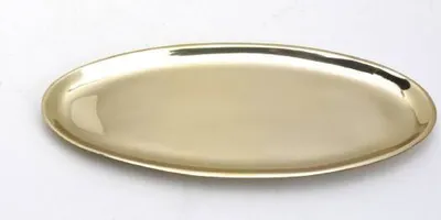 Produktbild von Kerzenteller oval 16 x 7 cm Messing Gold poliert für Ovalkerzen, Ellipsen, Hochzeitskerzen, Taufkerzen