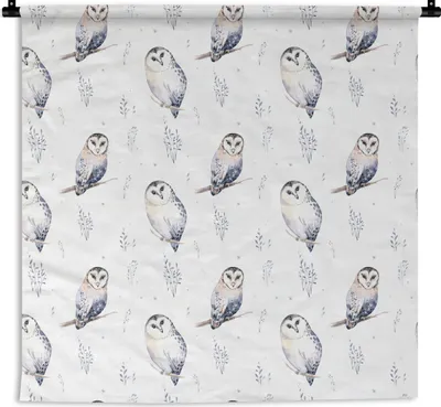 Produktbild von MuchoWow® Wandteppich Wandbehang Winter - Muster - Eule 150x150 cm Tapisserie Dekoration Wandtuch - Wohnaccessoires - Modernes