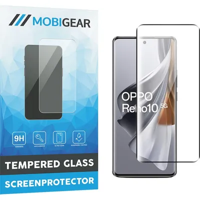 Produktbild von Mobigear Premium Displayschutz für OPPO Reno 10, gehärtetes Panzerglas – Displayschutzfolie – Kompatibel mit Hüllen – Schwarz