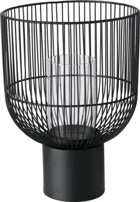 Produktbild von Dekoratives Windlicht CINDY aus schwarzem Metall, 35cm hoch, 25cm breit