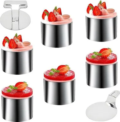 Produktbild von Kleine Desserringe Set, Edelstahl, 8x8x3,6 cm, für Torten und Salaten