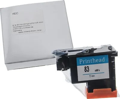 Produktbild von vhbw Druckkopf kompatibel mit HP DesignJet 5500, 5000ps, 5000, 5500ps Drucker - 13ml cyan 6 cm breit refurbished