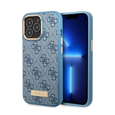 Produktbild von Guess 4G Logo Plate MagSafe - Hülle für iPhone 13 Pro (Blau)