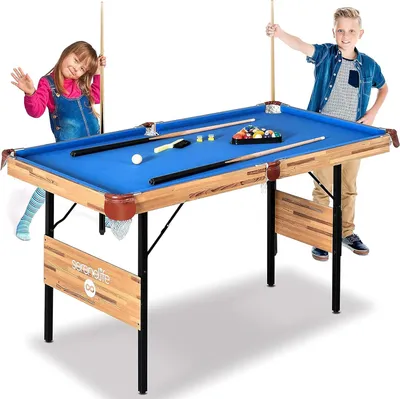 Produktbild von SereneLife Mini Bilardtisch Klappbar – Pool Table – Billiard Tisch als Kinder Tisch Billard & Spieltisch Erwachsene 137cm mit Zubehör 2 Queues, Kugeln
