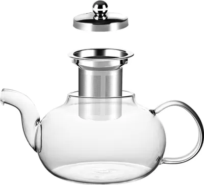 Produktbild von Glas Teekanne mit Infuser für lose Teeblätter - 1200 ml mit Teewärmer