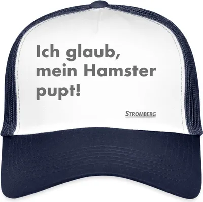 Produktbild von Spreadshirt Stromberg Zitat Ich Glaub, Mein Hamster Pupt Trucker Cap, One size, Weiß/Navy