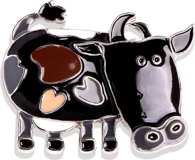 Produktbild von Uni schöne Kuh Rinder Broschen Party Pin Kleidung Dekoration Schmuck Geschenk-Schwarz