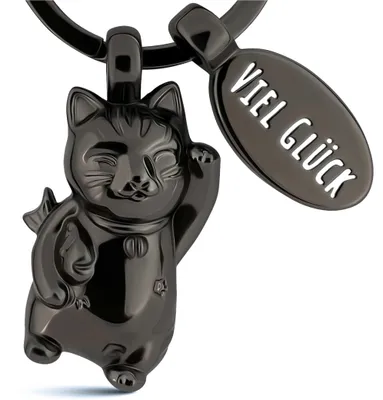 Productafbeelding van LANOLU sleutelhanger kat, Maneki Neko gelukskat, sleutelhanger geluksbringer, aanmoedigingscadeau voor kattenliefhebbers