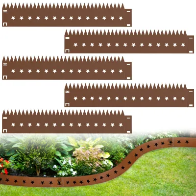 Produktbild von Stahl Gartenkante - Rasenkante 5er Set - Länge 107,5 cm - Höhe 15 cm - Beeteinfassung - Wegbegrenzung