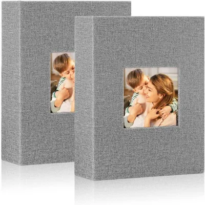 Immagine prodotto di Album fotografico 13x18 cm, 100 fotografie, copertina in lino grigio, confezione da 2