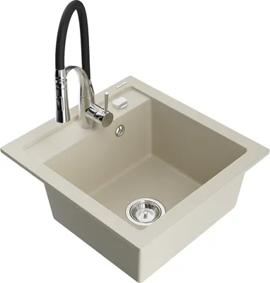 Produktbild von Mexen Vito 1-Becken-Granit-Spüle mit Mischbatterie Aster, Beige - 6503-69-73450-07