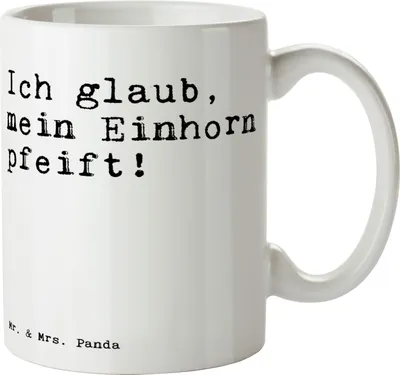 Produktbild von Mr. & Mrs. Panda cappuccinotasse Ich glaub, mein Einhorn... - Weiß - Geschenk, Kaffeebecher, Einhorn, Menschen, Pott, Sprüche, Phantasie, lustig, Bedruckte Tasse, Becher