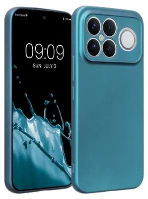 Produktbild von kwmobile Handyhülle für Xiaomi Poco F8 Ultra Hülle - weiche Silikon Case metallisch schimmernd - Schutzhülle Cover - Metallic Karibikblau
