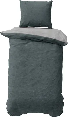Produktbild von Bettwäsche Set 135x200 cm Jersey Baumwolle Bettbezug Bettgarnitur Set Anthrazit Hellgrau Melange 2 teilig