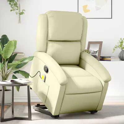 Produktbild von Cloris DesignMöbel Massagesessel mit Aufstehhilfe Creme Echtleder , Klassische Sessel 2024 Neu