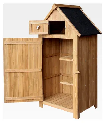 Produktbild von Schmales Gartenhaus aus Fichtenholz mit Bitumendach 770x540x1370 mm für Garten, Terrasse und Balkon