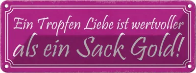 Produktbild von vianmo Blechschild 10x27 cm ein Tropfen Liebe wertvoller als Spruch Zitat