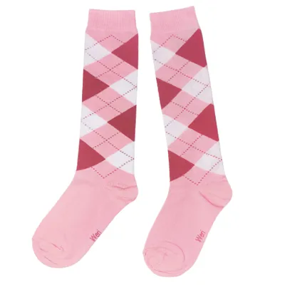 Produktbild von Kinder Kniestrümpfe Schottenmuster Rosa und Dunkelrosa Größe 31-34