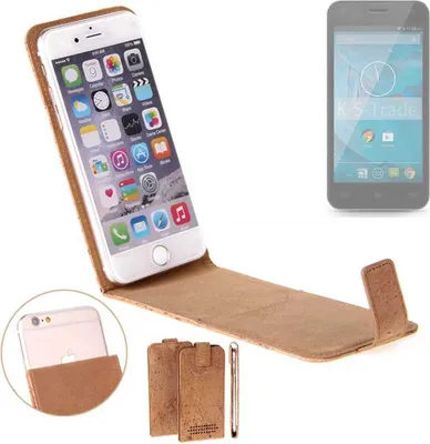 Produktbild von K-S-Trade Handyhülle kompatibel mit Qilive Q.4868 Kork Hülle Flipstyle Case Schutzhülle Kork Case Hülle Flip cover Klapphülle Klapp, braun 1x