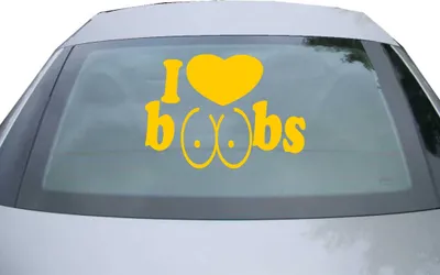 Produktbild von Indigos UG - Aufkleber Heckscheibe & Motorklappe DE6071 - gold - 600x428 mm - i love boobs - Auto Scheiben Fenster Heckklappe Tuning Racing JDM - Die cut