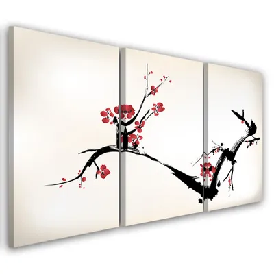 Produktbild von Triptychon auf leinwand beige blumen 60x40 cm Feeby beige wandbild bereit zum aufhängen