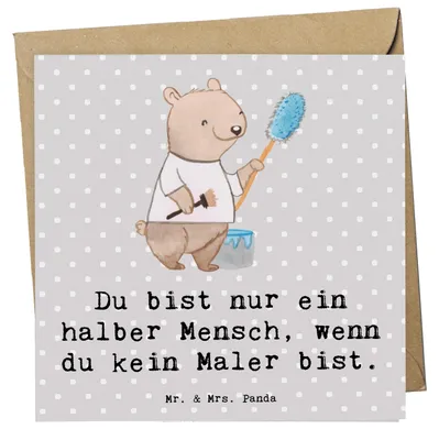 Produktbild von Mr. & Mrs. Panda Glückwunschkarte Maler Herz - Grau Pastell - Geschenk, Gesellenprüfung, Grußkarte, Klappkarte, Malerbetrieb, anlasskarte, doppelkarte, Spruch, faltkarte