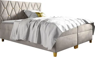 Produktbild von MIRJAN24 Boxspringbett Inez, Doppelbett mit zwei Bettkästen für die Bettwäsche, Hauptmatratze und Topper, Kopfteil (Fresh 1, Größe: 160x200 cm)