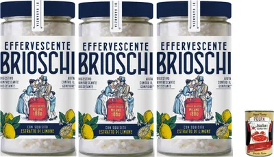 Produktbild von Brioschi Digestivo, Erfrischend und durstigem Verdauung, limone Erfrischendes Verdauungs-Auflösen mit Zitronengeschmack 3x 200gr + Italian Gourmet polpa 400g