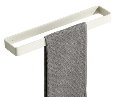 Image de Porte-serviettes sans perçage, blanc, 40 cm, adhésif, en aluminium