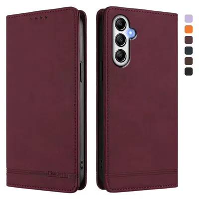 Obrázek produktu pro Pouzdro pro Samsung Galaxy A34 5G, retroPolyuretankožené flip pouzdro s stojánkem a přihrádkami na karty Červený