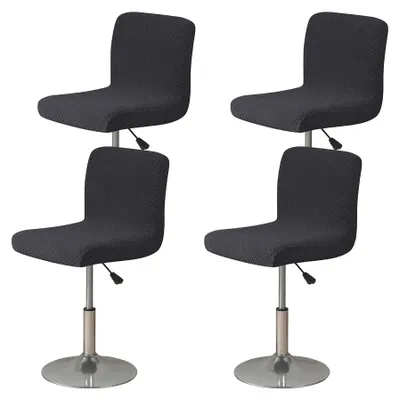 Barhockerbezüge, 4 Stück, Stretch, Jacquard, Schwarz