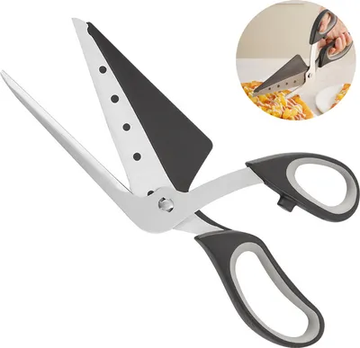 Produktbild von Pizzaschere, Edelstahl Pizza Schneider rostfrei, Spülmaschinenfest, Integrierte Pizzaschaufel zum direkten Servieren,