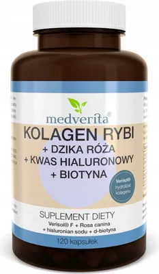 Produktbild von MEDVERITA Fischkollagen-Biotin-Hagebutte 120 Kapseln.